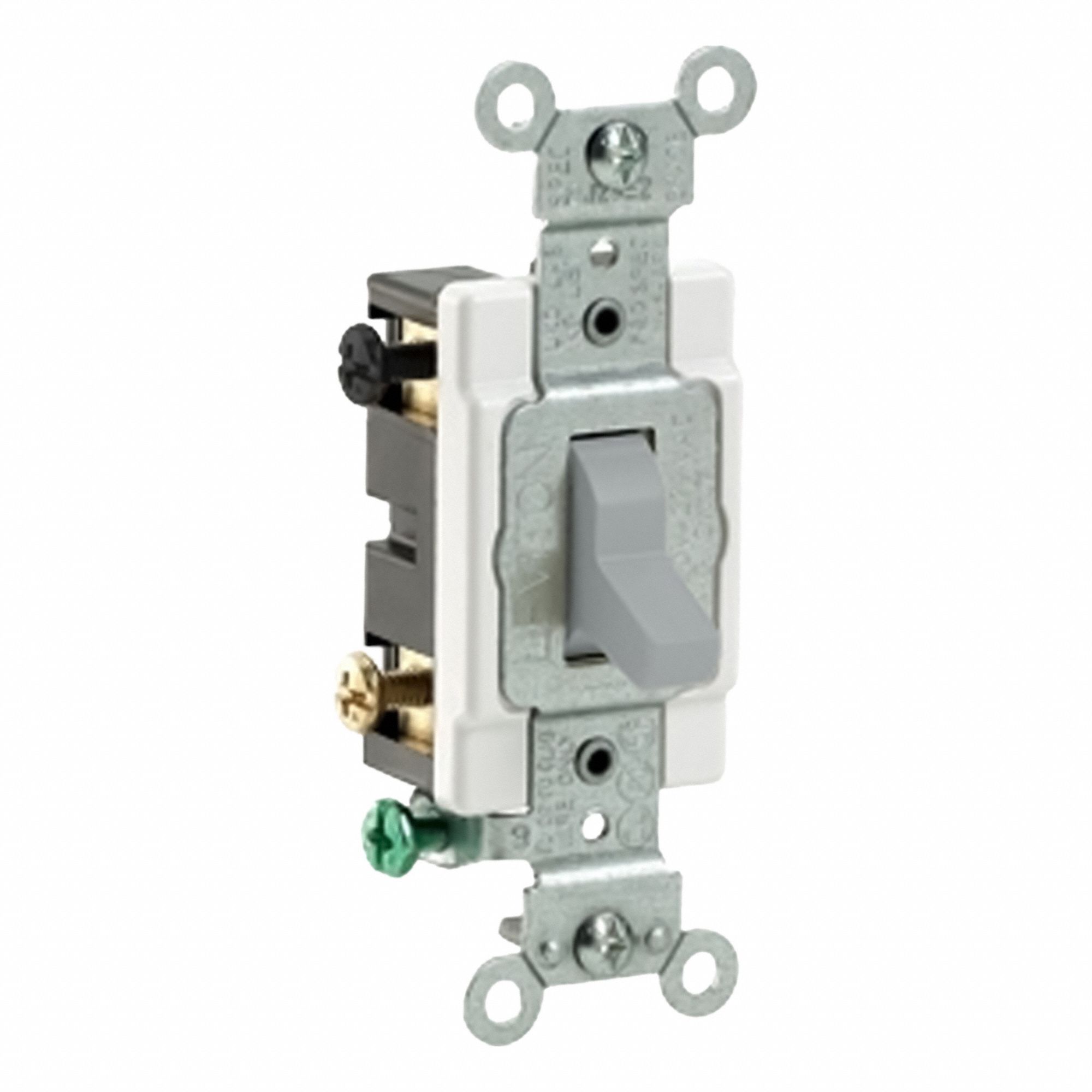 AC Quiet Switch: Toggle Switch, 4-Way, Gray, 20 A, 120/277V AC, Screw Terminals