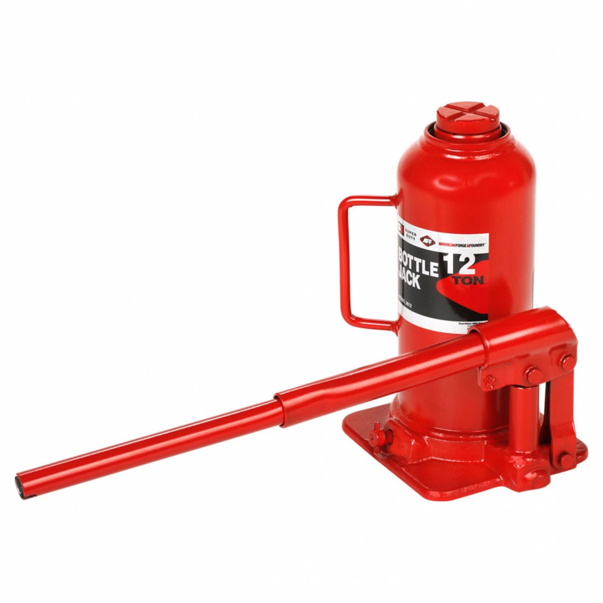 Bottle Jack: Steel, Manual, Mechanical, 12 ton Load Capacity, 9 in Min Lift