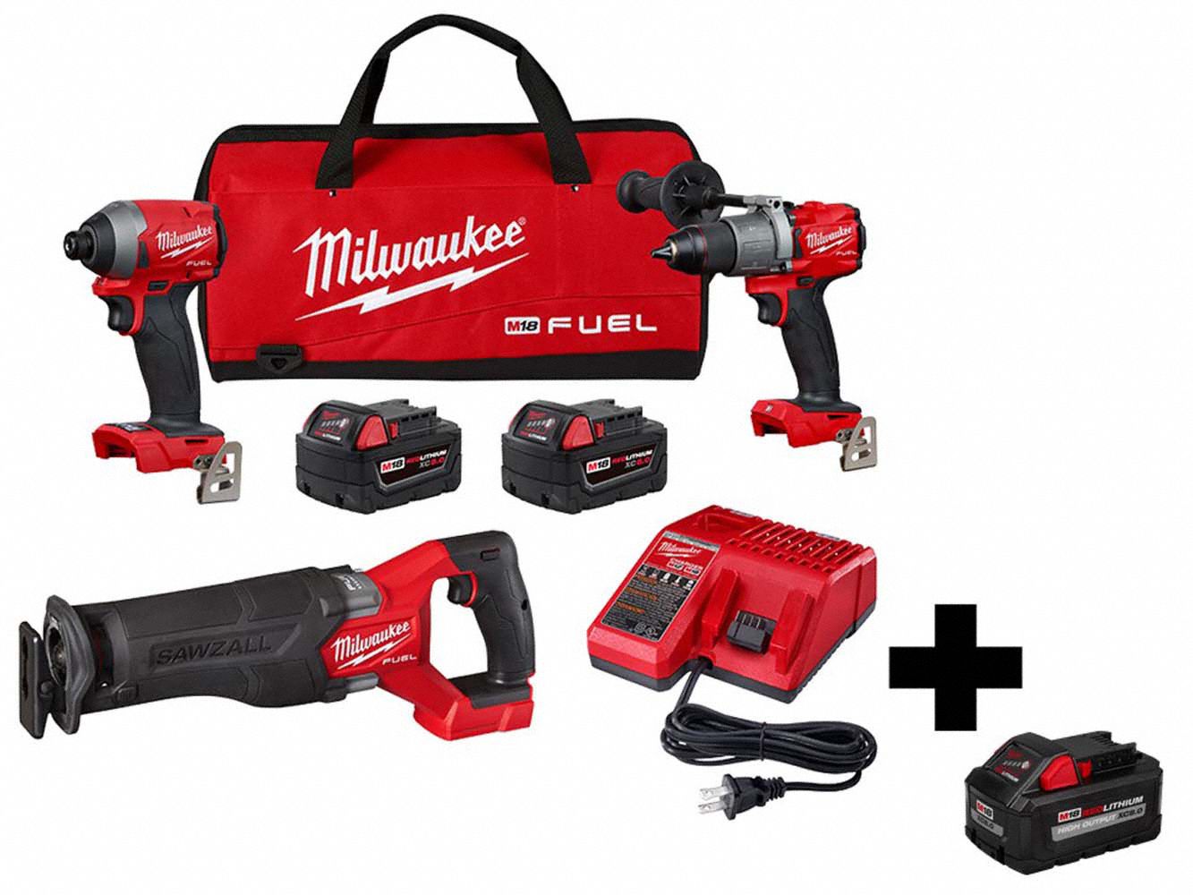 MILWAUKEE M18 FUEL, Tool Combo Kit - 3, 18V DC Voltage, Number of Tools ...