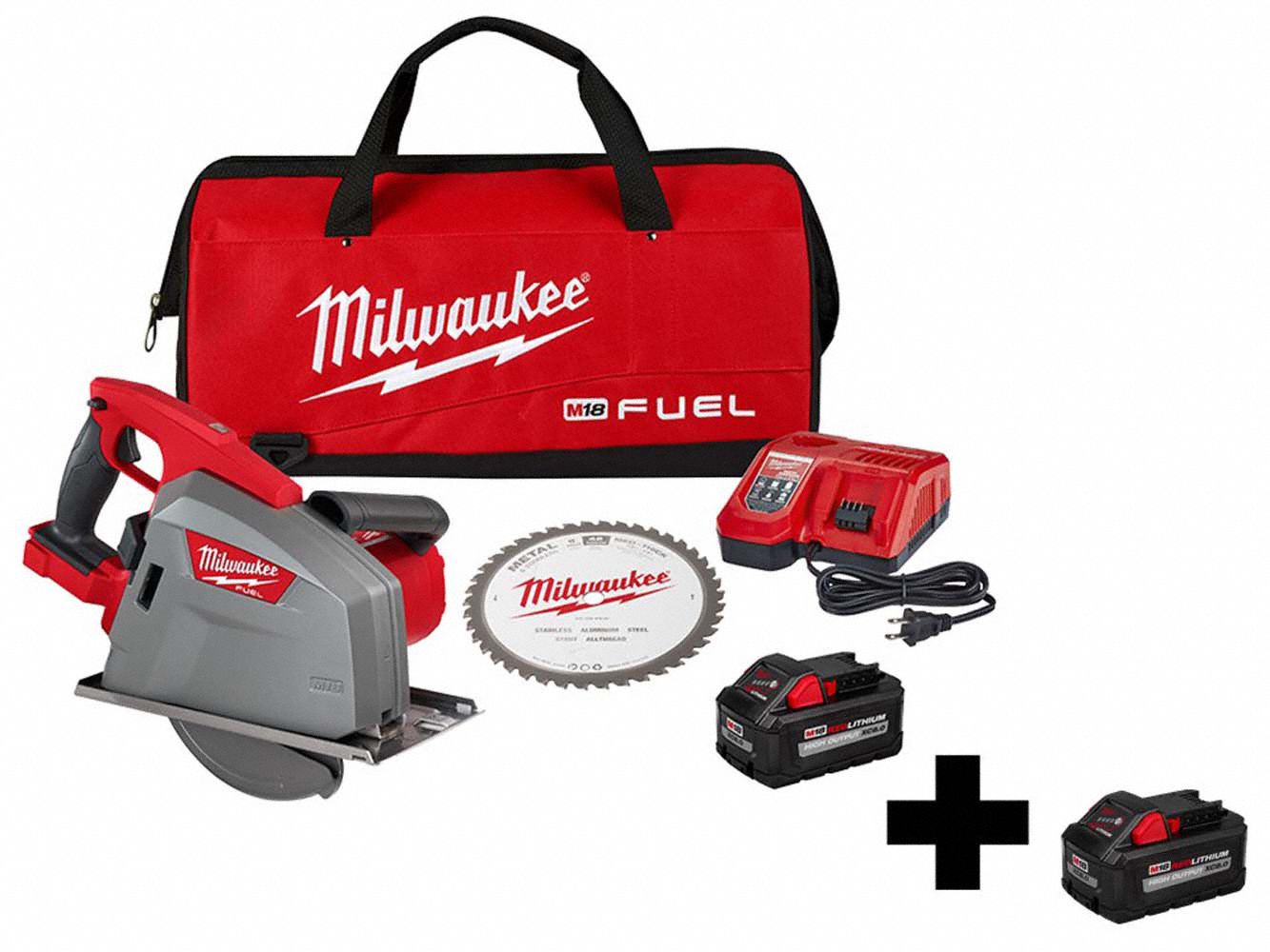 MILWAUKEE Circular Saw Kit, 8 in Blade Dia., Right Blade Side, Bevel