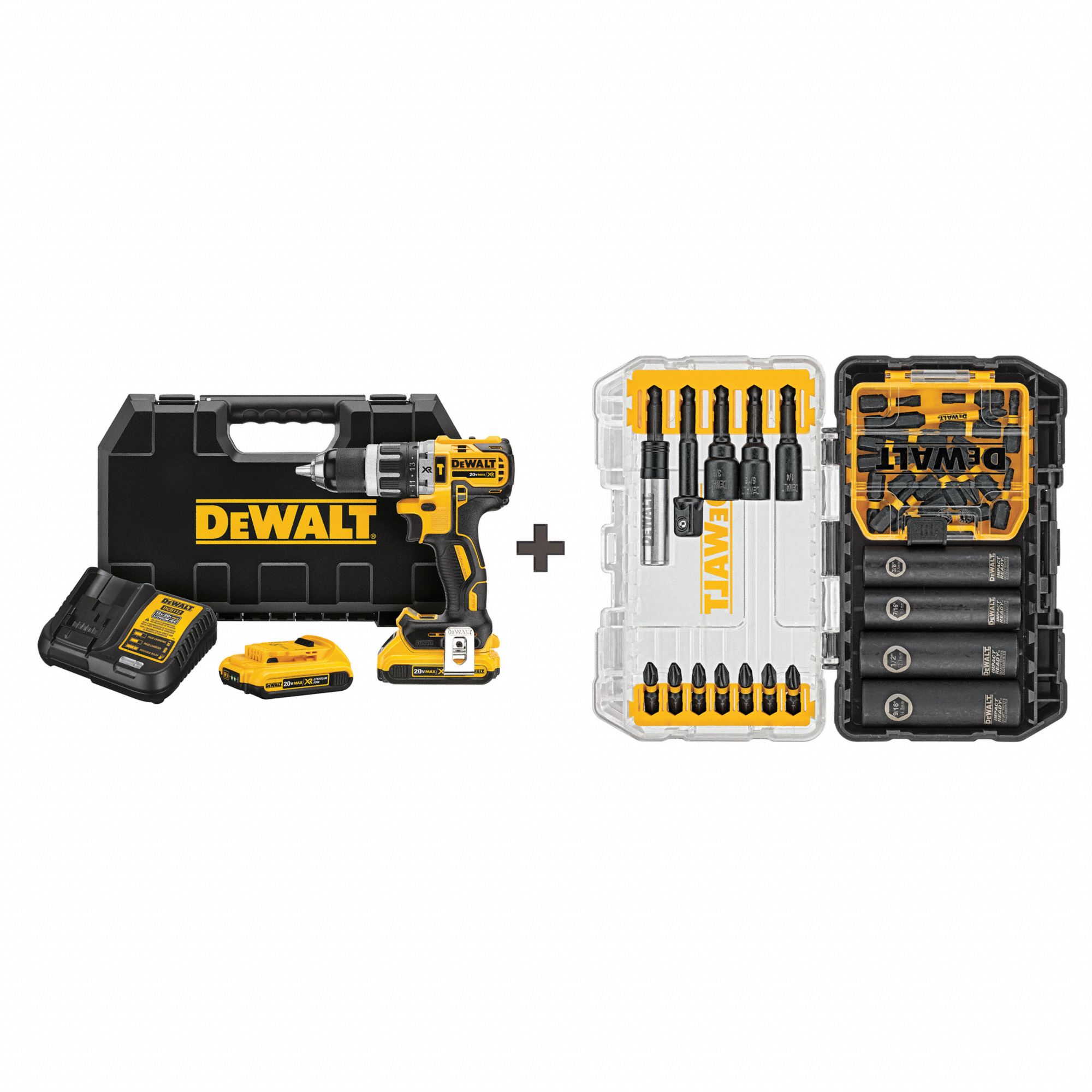 DEWALT, 20V DC, Compact, Cordless Hammer Drill Kit 361CD9DCD796D2