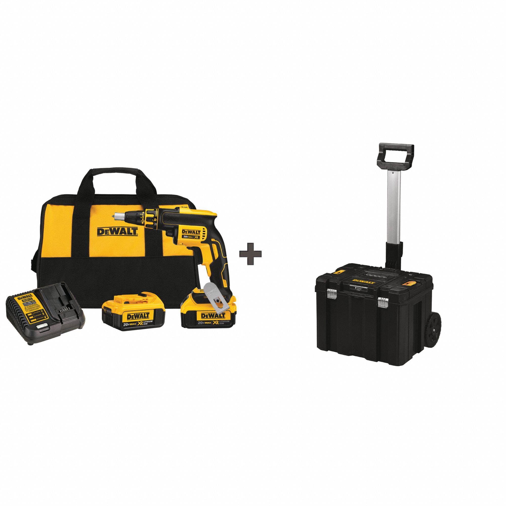 DEWALT Screw Gun Kit, Cordless, 20V DC 361CF9DCF620M2/DWST17820 Grainger