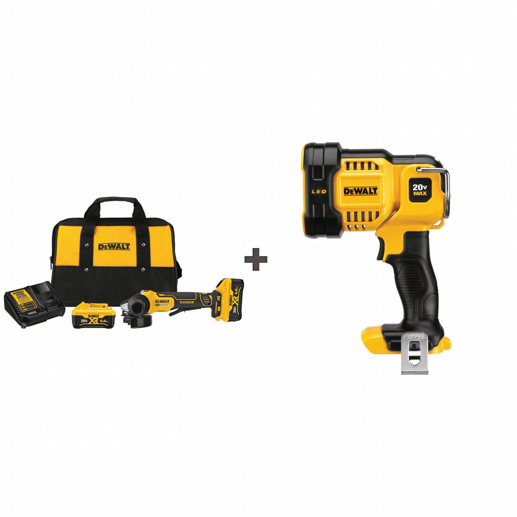 928039-6 Dewalt Angle Grinder Kit: 4 1/2 in Wheel Dia, Paddle, with  Lock-On, Anti-Kickback Clutch/Brake, (2) 6.0 Ah