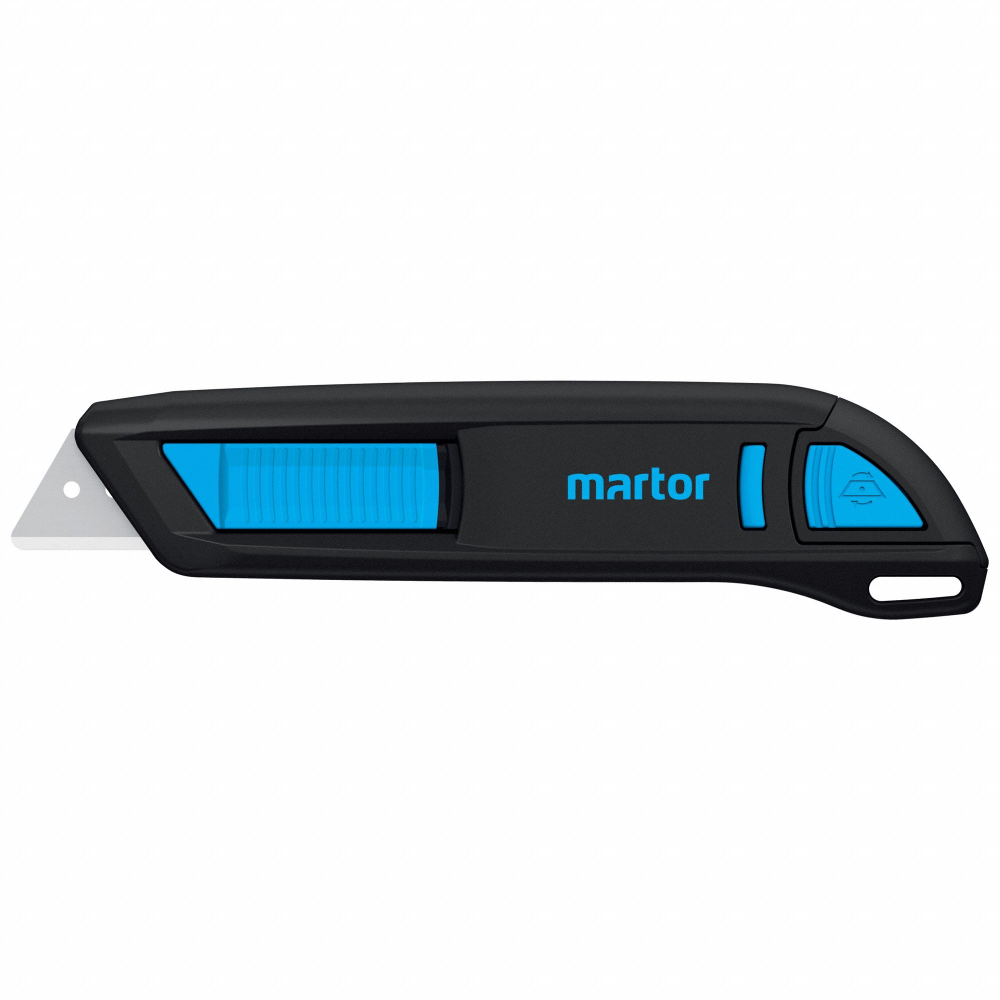 Utility Knife: 143 mm Overall Lg, Textured, 16 mm Overall Wd, Plastic, Black/Blue