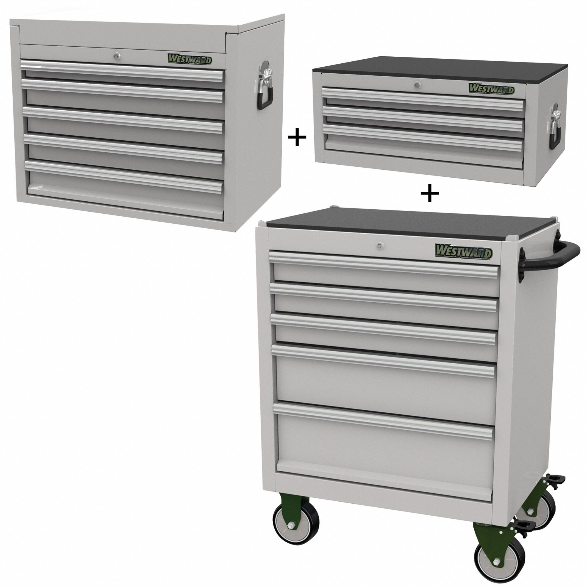 Rolling Cabinet Kit: 13 Drawers, Light Duty, Keyed, Gray / Unfinished