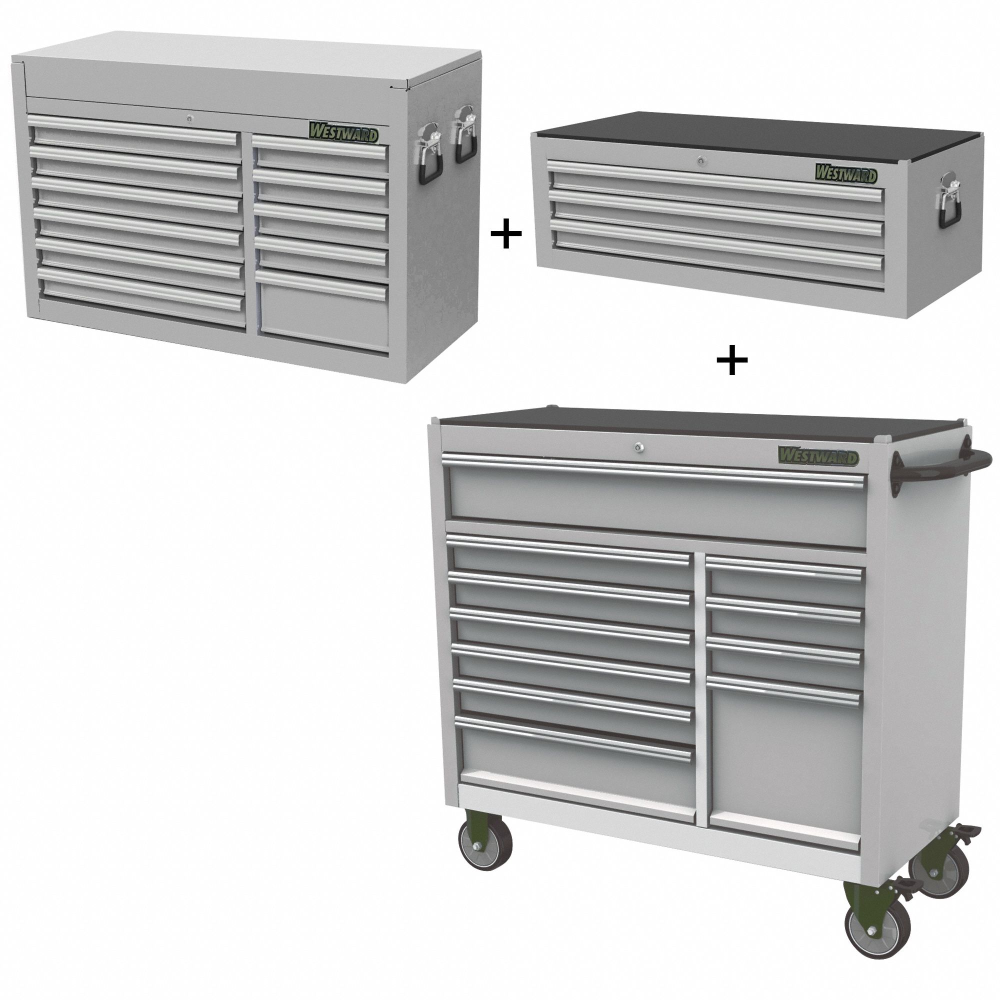 Rolling Cabinet Kit: 25 Drawers, Light Duty, Keyed, Gray / Unfinished