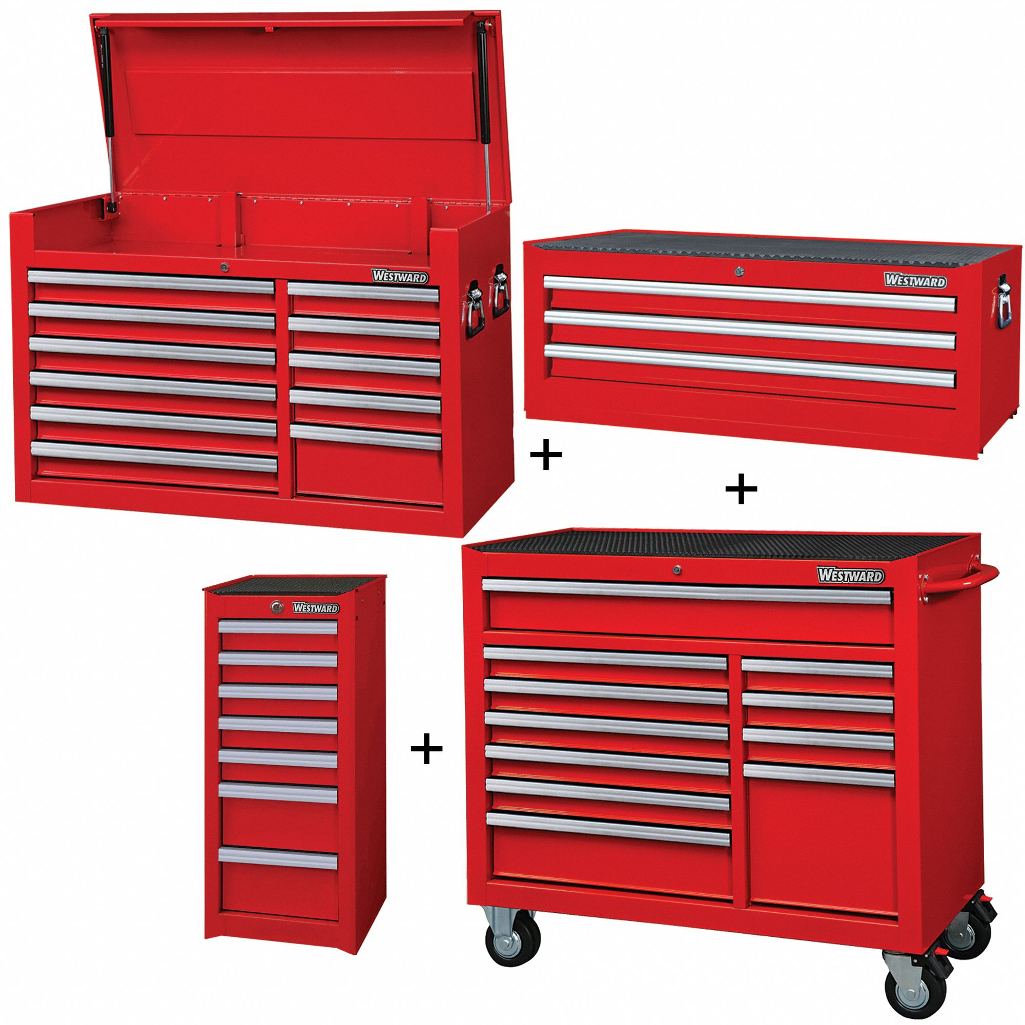 Rolling Cabinet Kit: 32 Drawers, Heavy Duty, Keyed, 57 1/2 in W x 19 in D x 82 3/4 in H