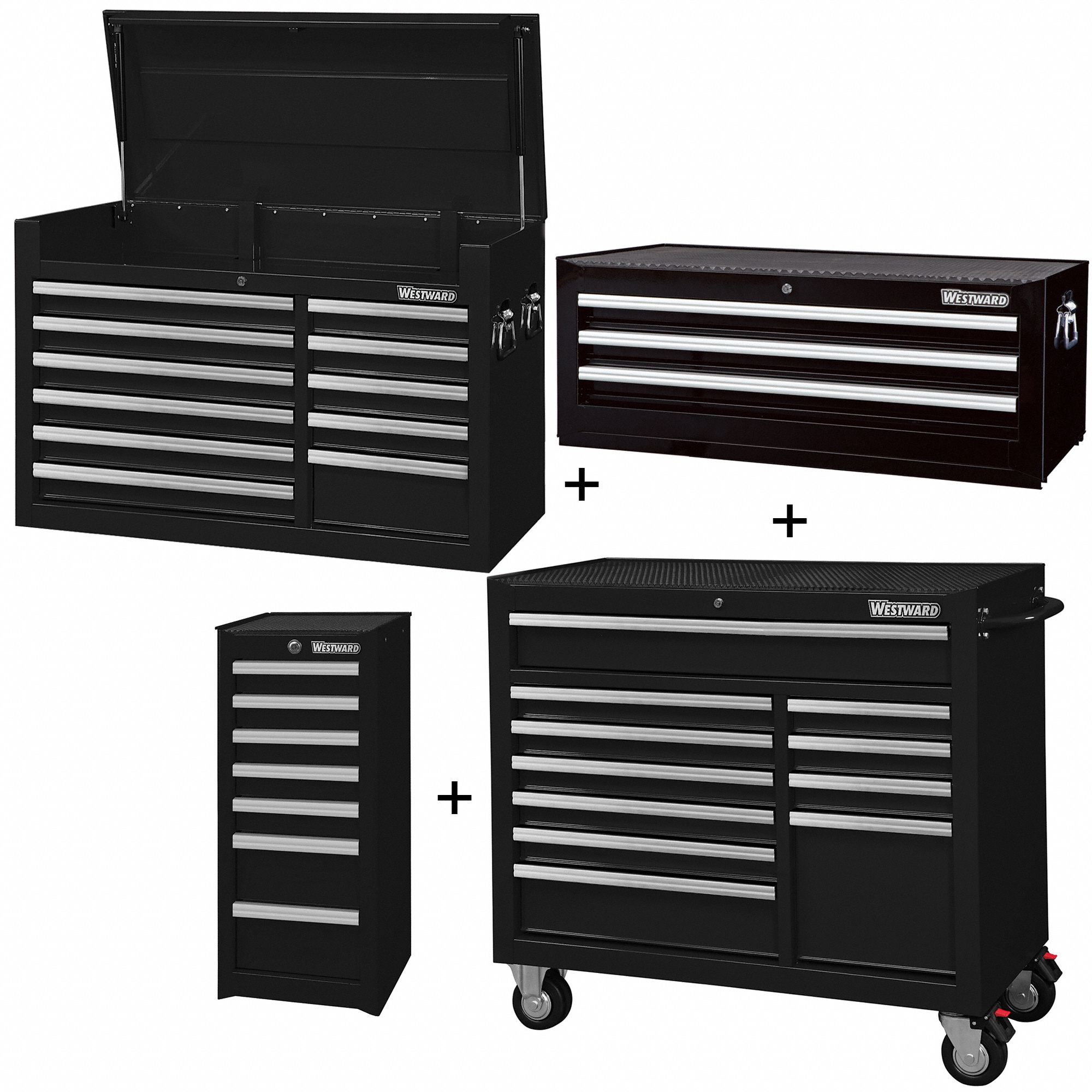 Rolling Cabinet Kit: 32 Drawers, Heavy Duty, Keyed, 57 1/2 in W x 19 in D x 82 3/4 in H