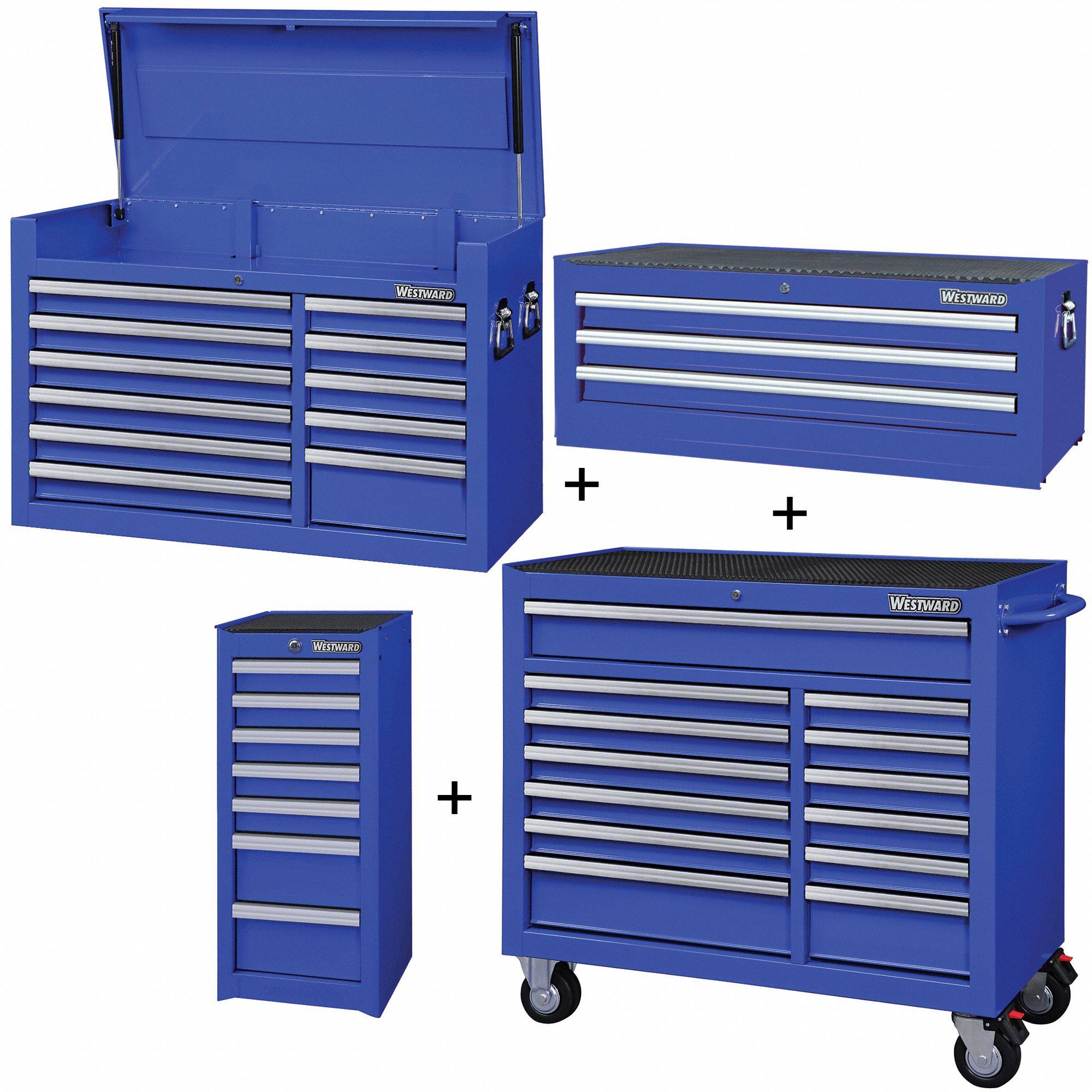 Rolling Cabinet Kit: 34 Drawers, Heavy Duty, Keyed, 57 1/2 in W x 19 in D x 82 3/4 in H