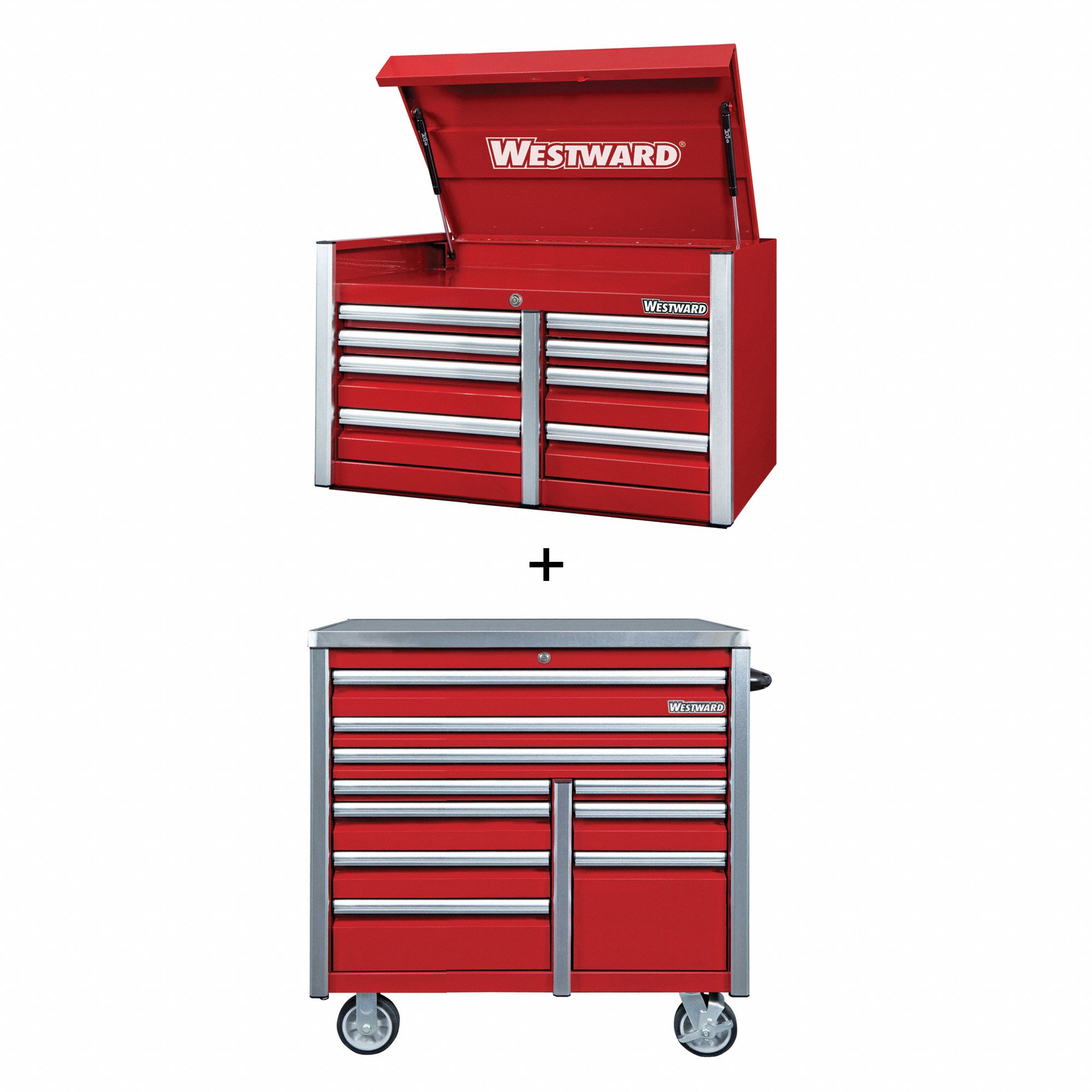 Rolling Cabinet Kit: 18 Drawers, Heavy Duty, Keyed, 42 in W x 25 3/4 in D x 73 1/2 in H