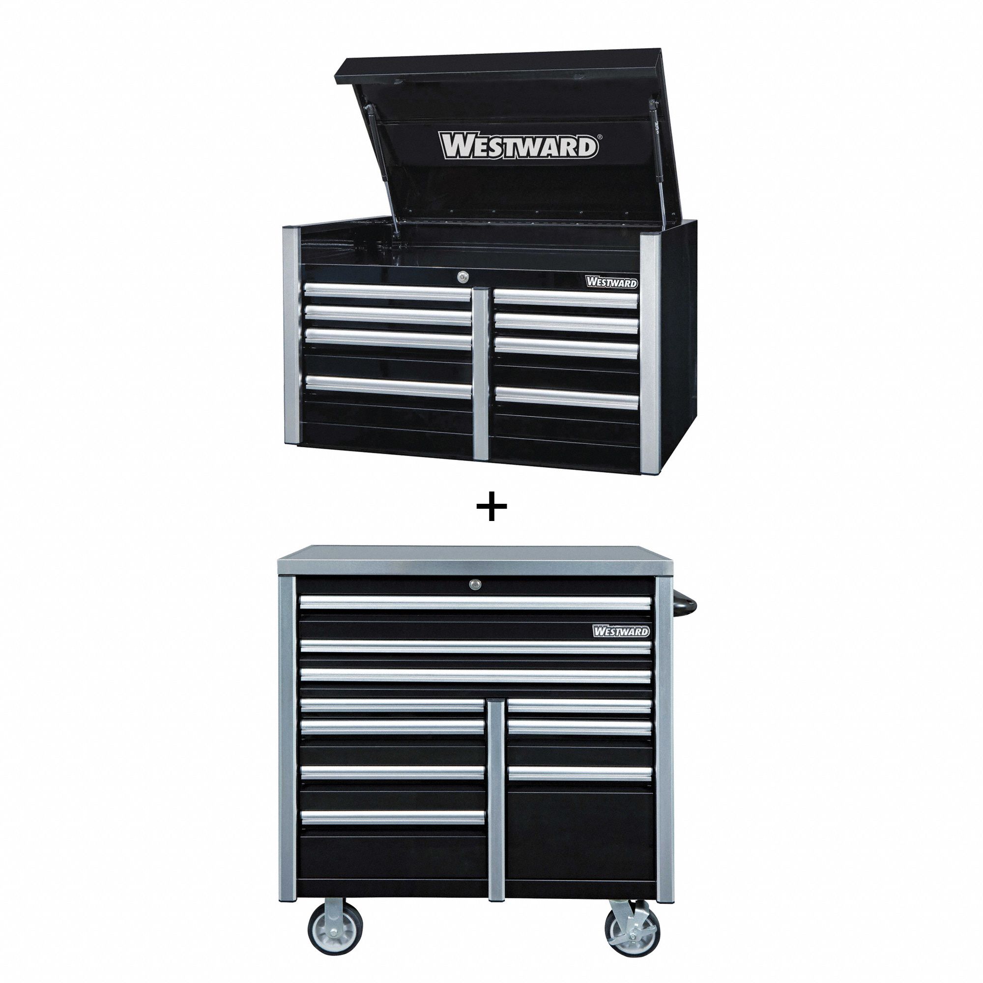 Rolling Cabinet Kit: 18 Drawers, Heavy Duty, Keyed, 42 in W x 25 3/4 in D x 73 1/2 in H