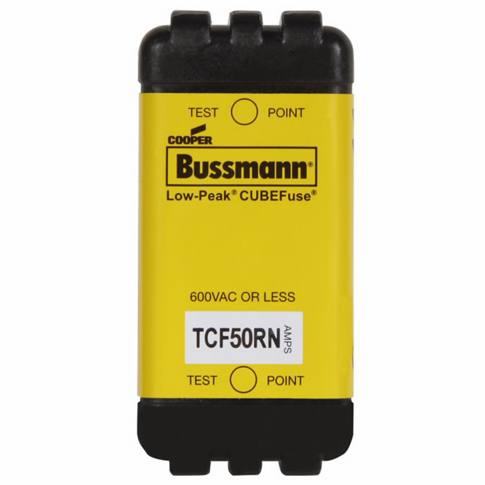 Fuse: Class CF, TCF Series, Time-Delay, 50 A, 600 V AC, 300 V DC, Non-Indicating
