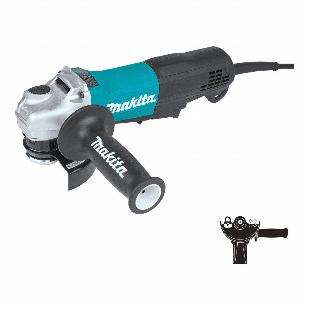 Angle Grinder: 11 A, 11, 000 RPM Max. Speed, Paddle, 4 1/2 in Wheel Dia, 120V AC, Std Head