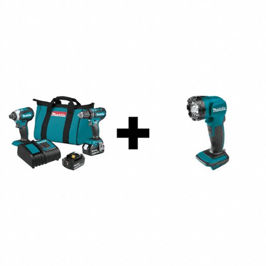 Makita 18 V Volt 3 Tools Cordless Combination Kit 361yd3 Xt281s Dml815 Grainger