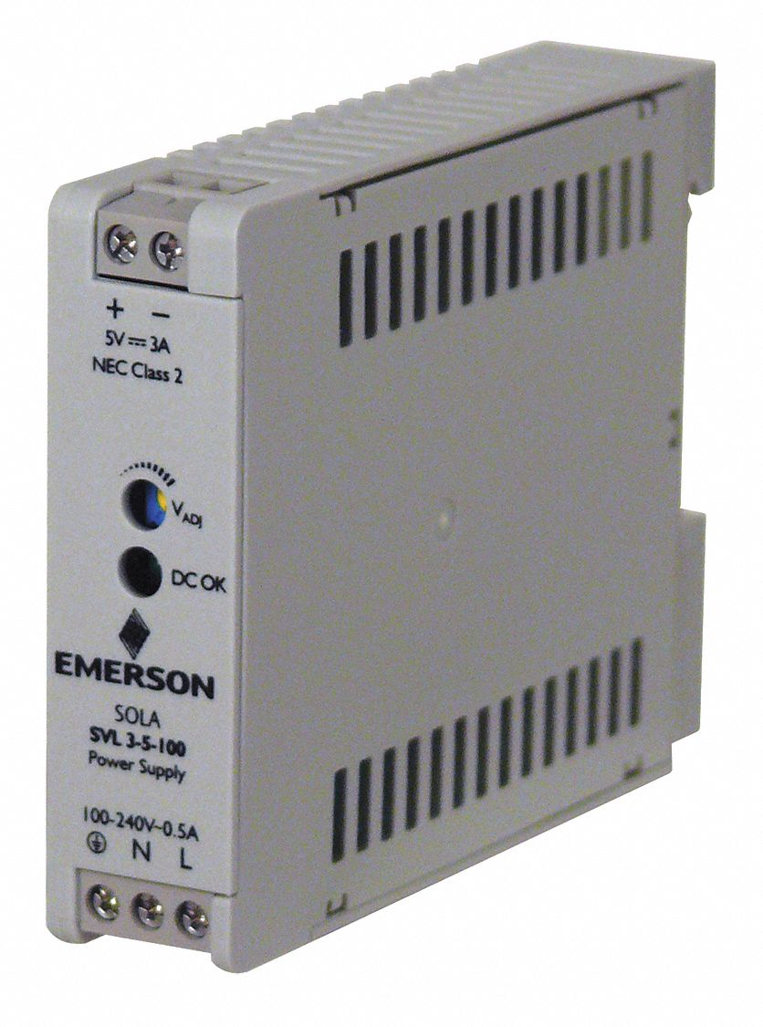 DC Power Supply: DIN Rail, 15 W Output Power - Rated, 3 A Current - Output, Single Phase