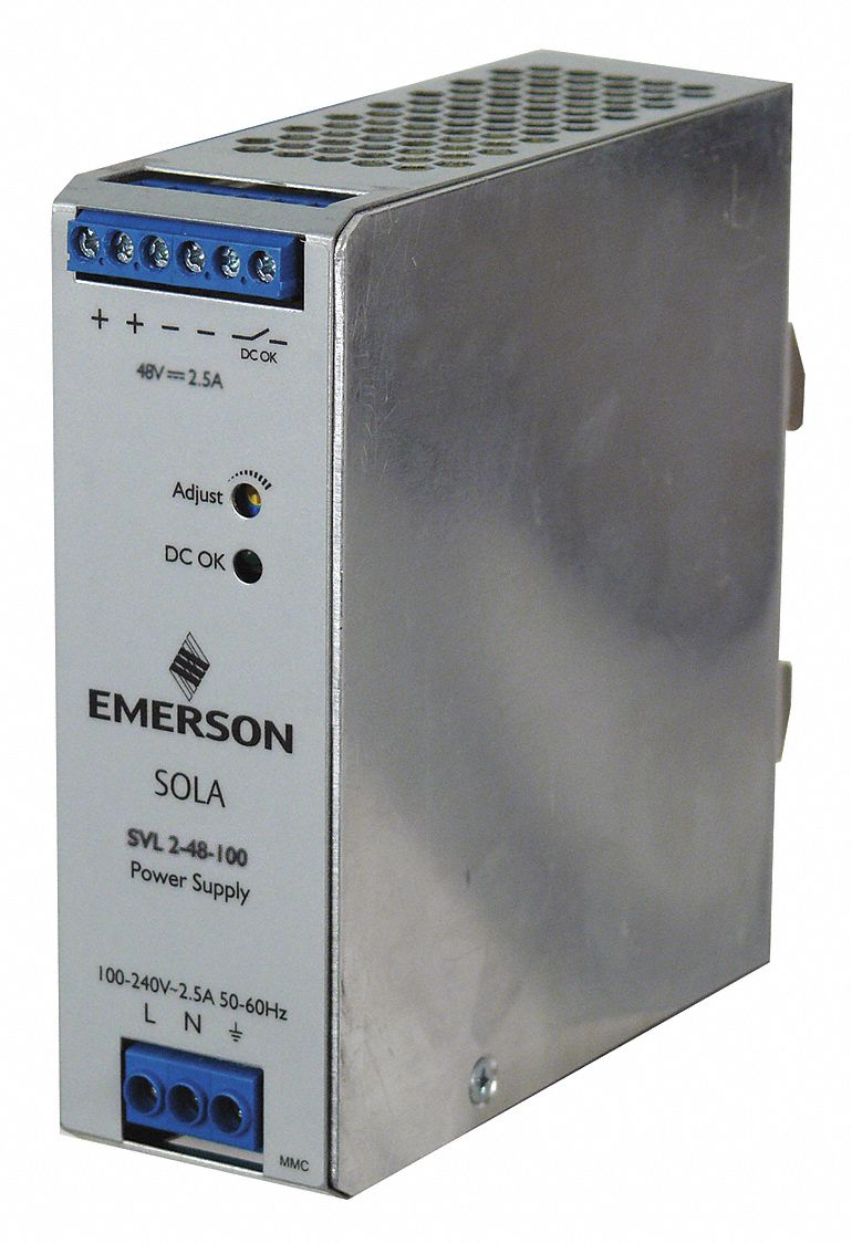 DC Power Supply: DIN Rail, 120 W Output Power - Rated, 2.5 A Current - Output, Single Phase