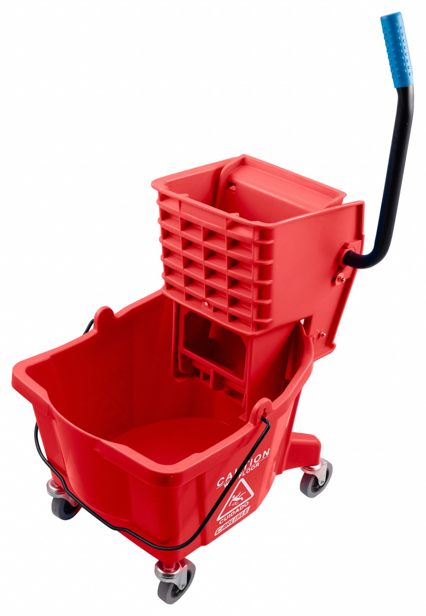 Mop Bucket and Wringer, Red, 6 1/2 gal
