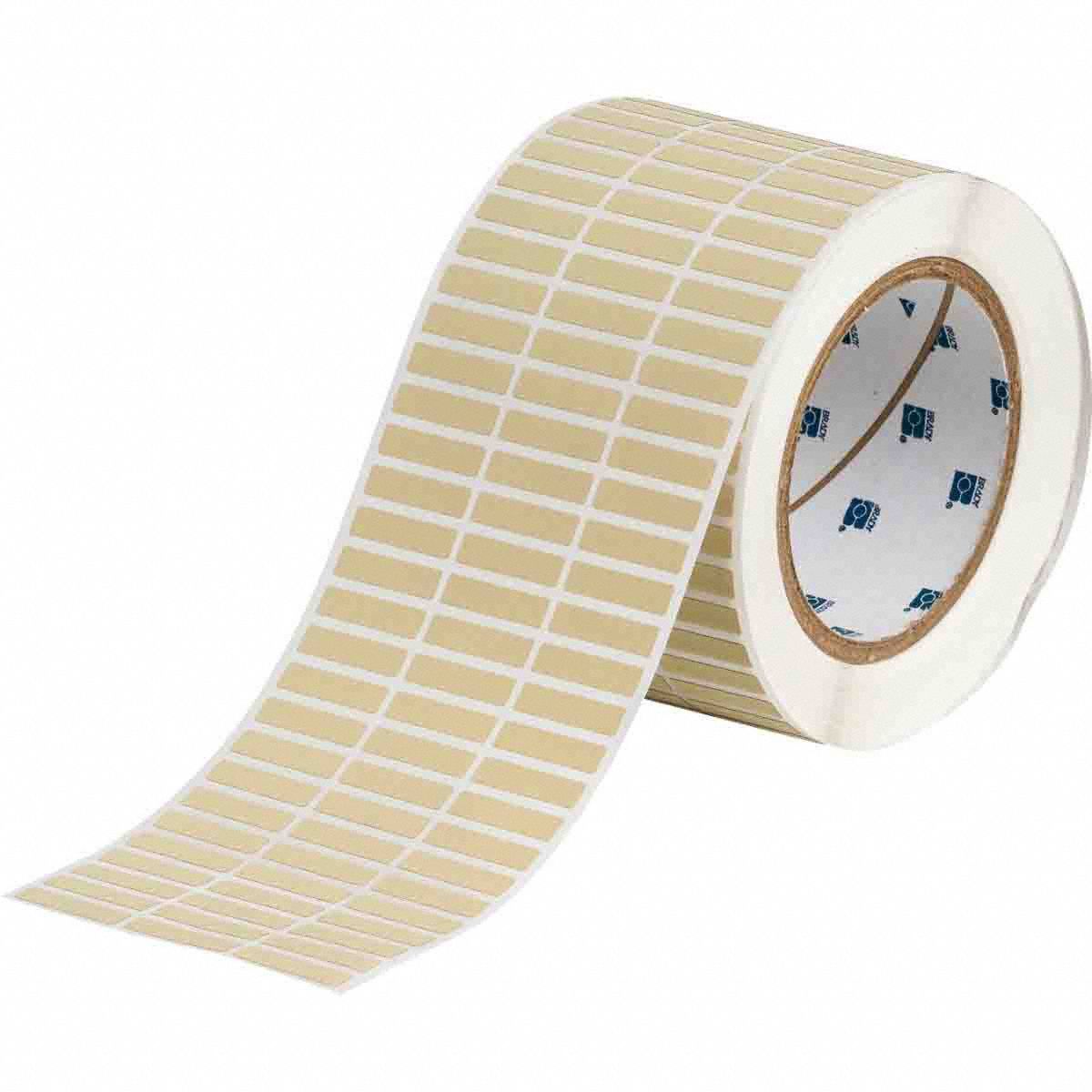 Pre-Cut Label Stock Roll: 1/4 in x 1 in, 1/4 in, Polyimide, Permanent Adhesive, Yellow (Matte)