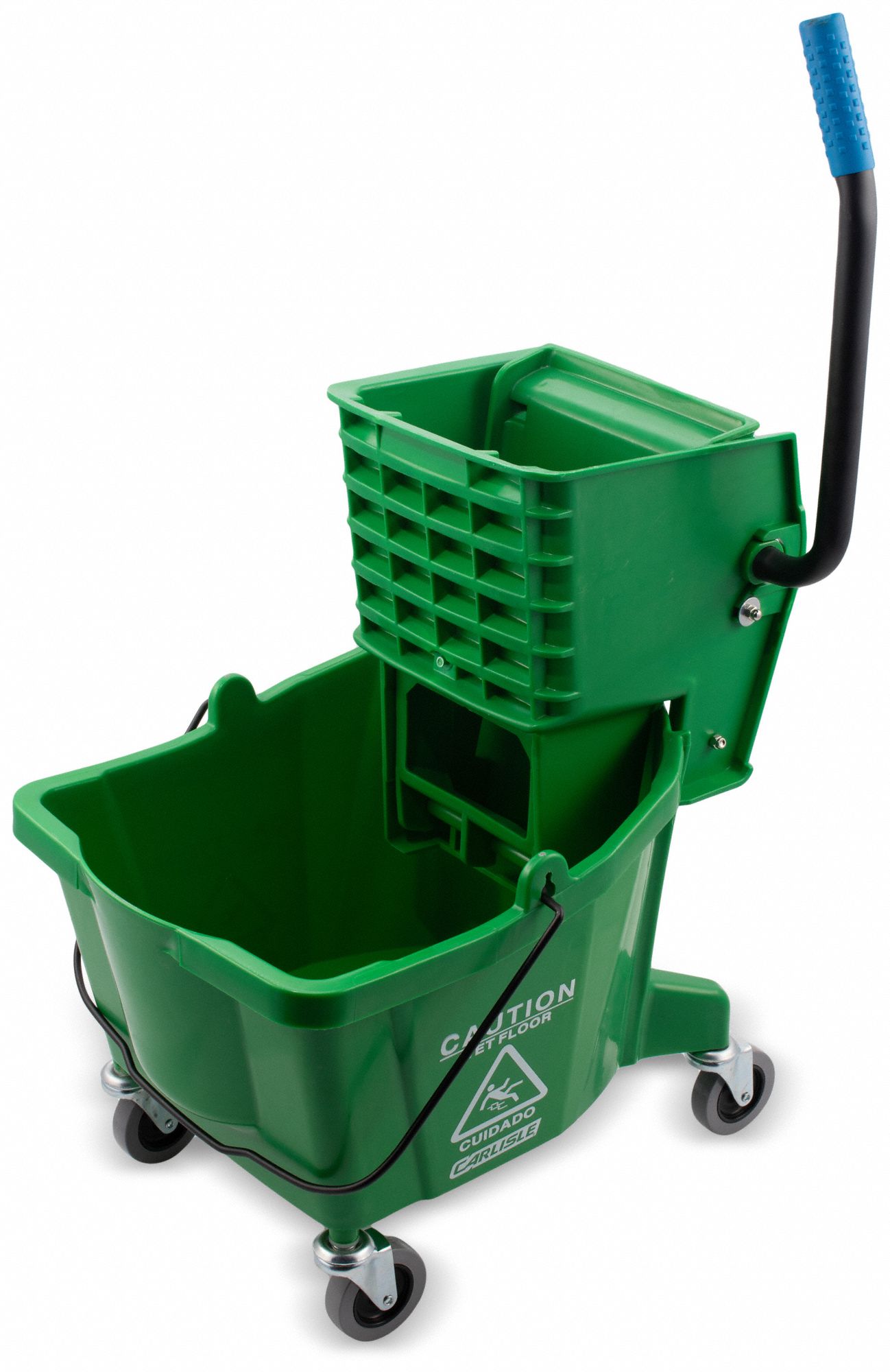 Mop Bucket and Wringer, Green, 6 1/2 gal