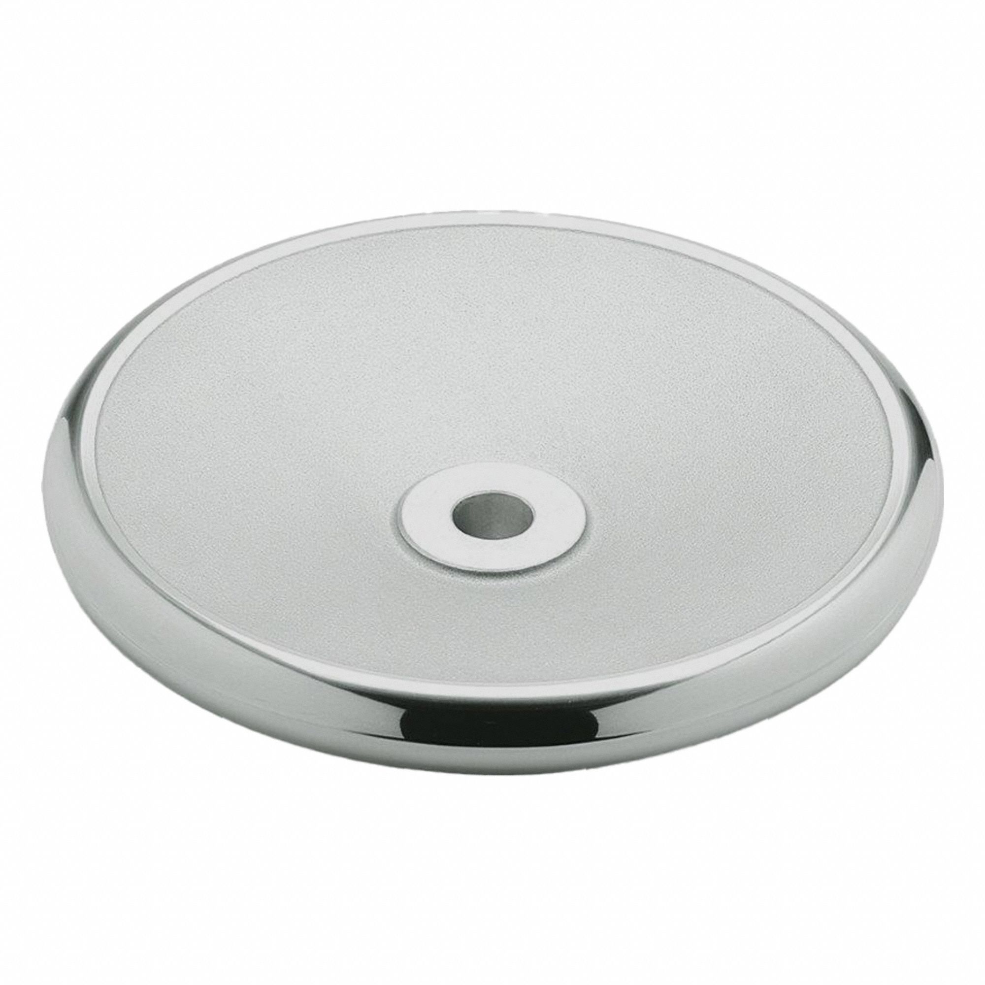 Solid Hand Wheel: Solid, Aluminum, 1/2 in Bore, 100 mm Dia, Silver Polished