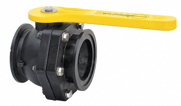 Manual 2-Way Ball Valve, Flange, Polypro