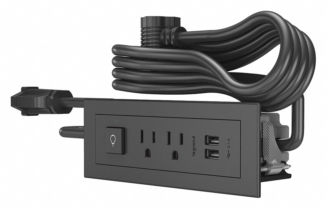 Legrand Furniture Power Outlet Total Number Of Outlets 2 Number Of Usb Ports 2 Usb Connector Type A 367h96 Rdszbk Grainger