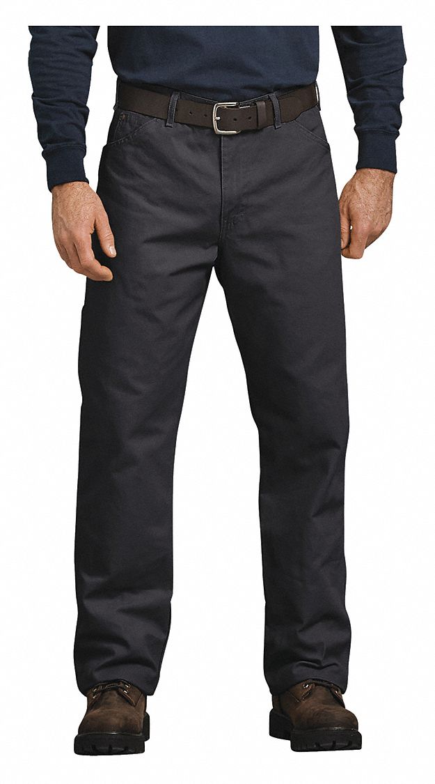 Jean: Men's, Duck Jeans, ( 34 in x 32 in ), Rinsed Black, Cotton, Buttons, Zipper, 7 Pockets