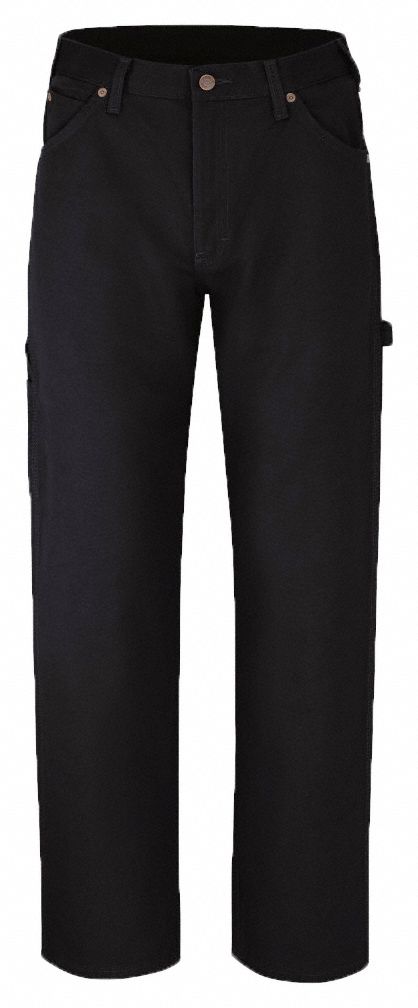 Jean: Men's, Duck Jeans, ( 36 in x 32 in ), Rinsed Black, Cotton, Buttons, Zipper, 7 Pockets