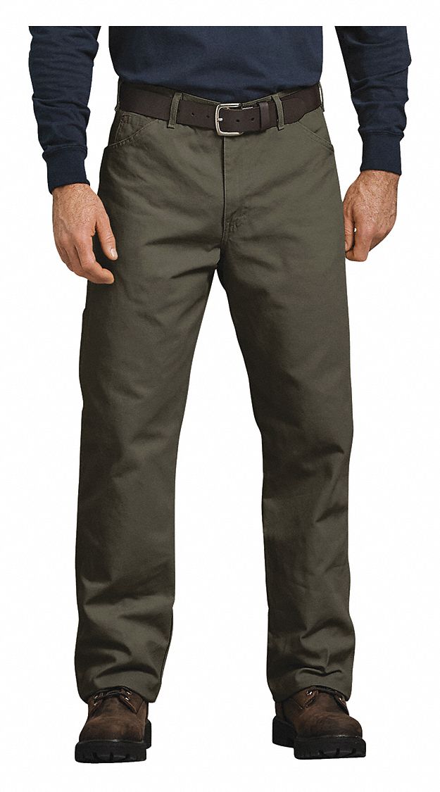 Jean: Men's, Duck Jeans, ( 42 in x 32 in ), Rinsed Moss Green, Cotton, Buttons, Zipper