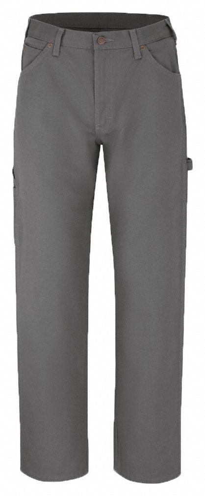 Jean: Men's, Duck Jeans, ( 34 in x 30 in ), Rinsed Slate, Cotton, Buttons, Zipper, 7 Pockets