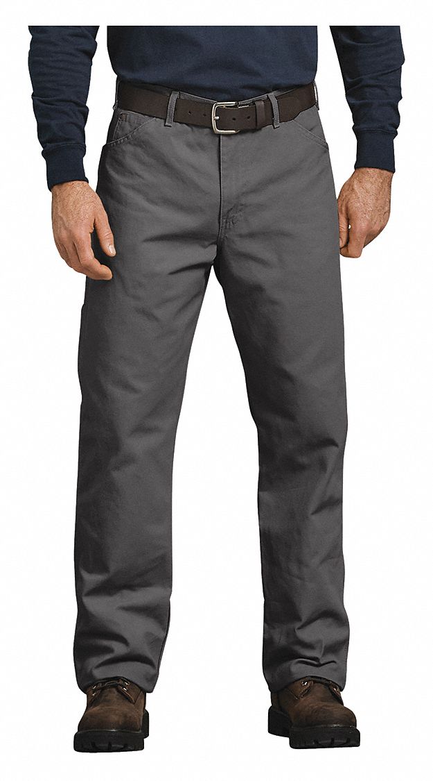 Jean: Men's, Duck Jeans, ( 48 in x 32 in ), Rinsed Slate, Cotton, Buttons, Zipper, 7 Pockets