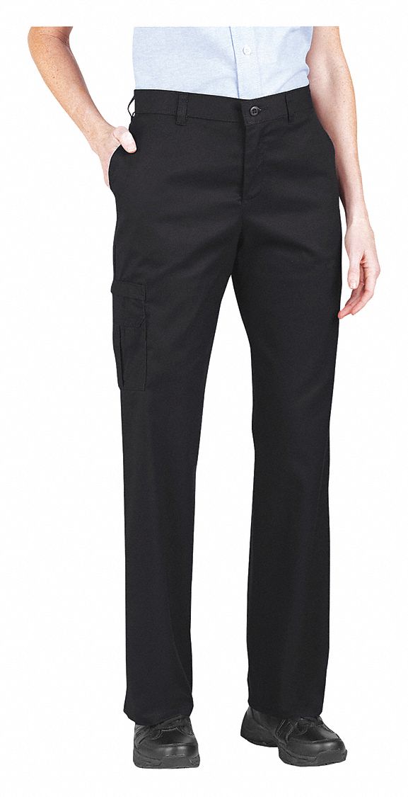 Pant: Women's, Cargo Pants, ( 27 1/2 in x 31 in ), Black, Cotton/Polyester, Buttons, Zipper