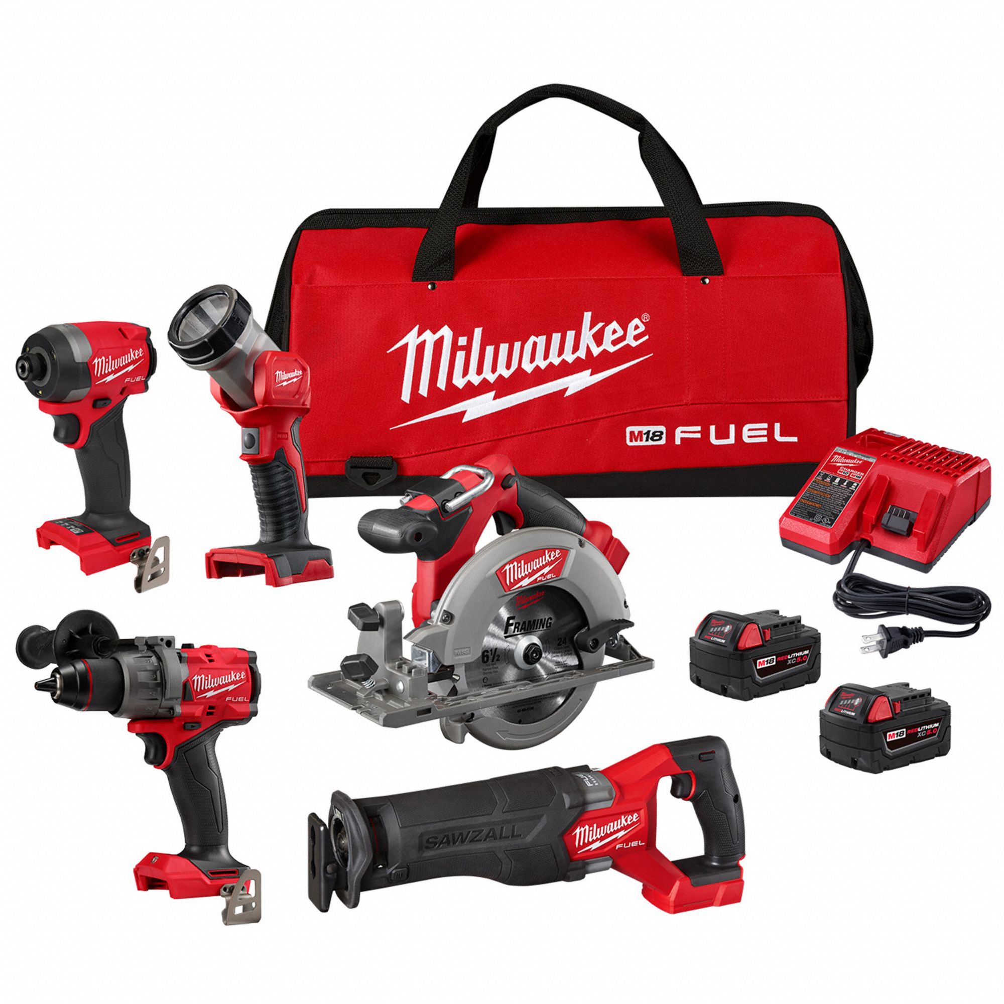 MILWAUKEE, 18V DC Volt, 5 Tools, 5Tool Combo Kit 800U04369725