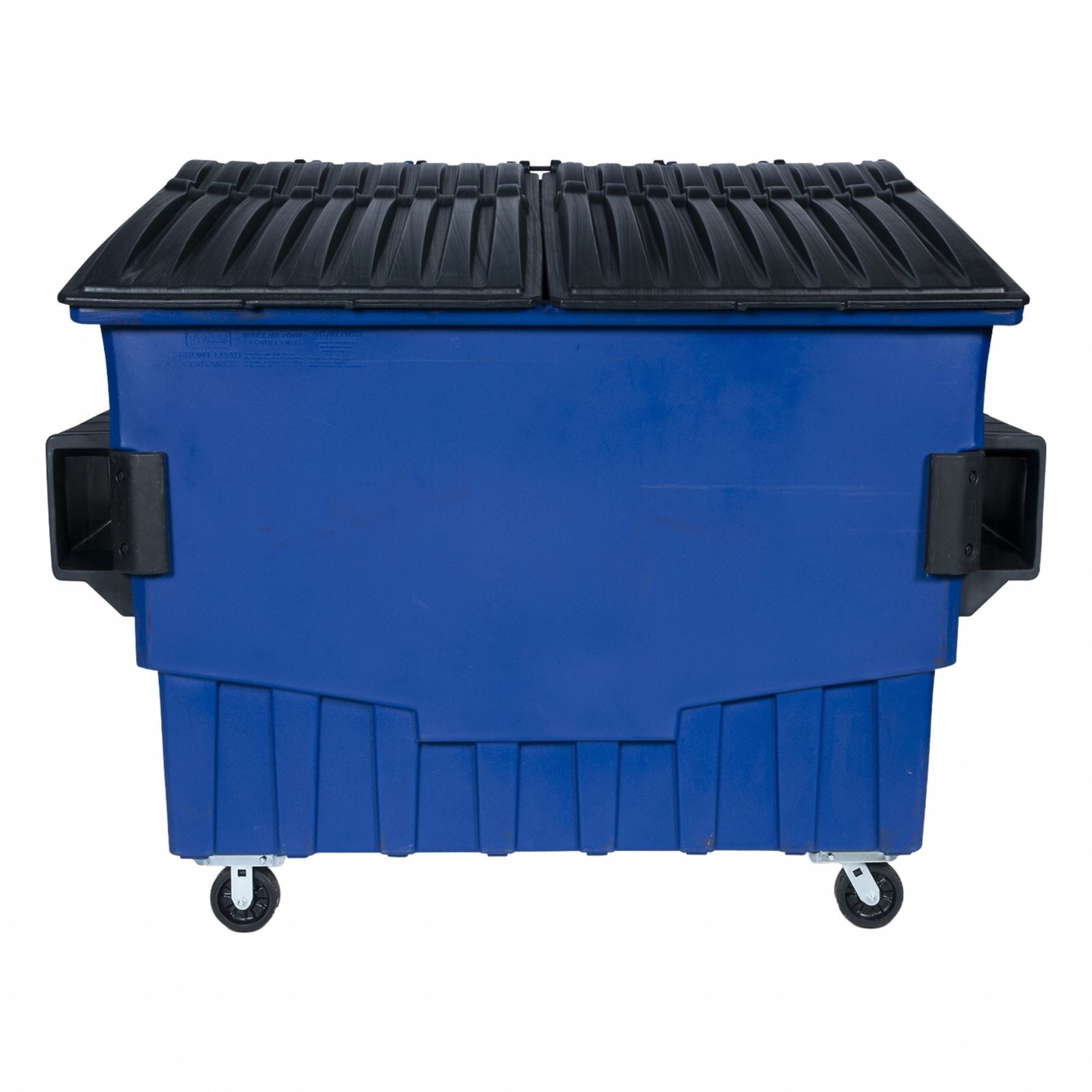 Dumpster: 2, 000 lb Container Capacity, 67 3/8 in Overall Ht, 60 1/2 in Overall Wd, Blue