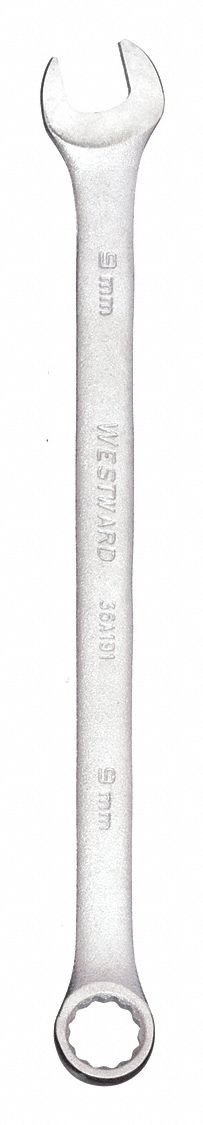 COMBINATION WRENCH, ALLOY STEEL, SATIN, 9 MM HEAD SIZE, 5 7/8 IN OVERALL L, OFFSET