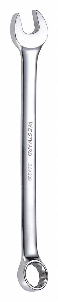 COMBINATION WRENCH, ALLOY STEEL, CHROME, ⅜ IN HEAD SIZE, 6¼ IN OVERALL L, OFFSET, SAE