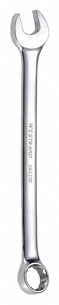 Combination Wrench: Alloy Steel, Chrome, 1 1/8 in Head Size, 15 3/4 in Overall Lg, Offset