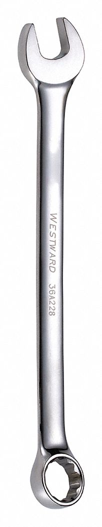 COMBINATION WRENCH, ALLOY STEEL, CHROME, 13 MM HEAD SIZE, 7 IN OVERALL L, OFFSET, ROUNDED