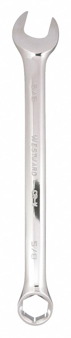 COMBINATION WRENCH, ALLOY STEEL, CHROME, ⅝ IN HEAD SIZE, 8&frac14; IN OVERALL L, OFFSET, SAE