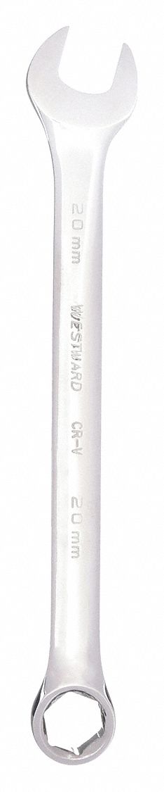 Combination Wrench: Alloy Steel, Chrome, 20 mm Head Size, 10 5/8 in Overall Lg, Offset