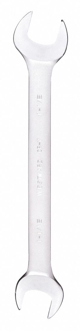OPEN END WRENCH, ALLOY STEEL, SATIN, 1 1/16 IN/1 1/8 IN HEAD SIZE, 11 1/2 IN OVERALL L