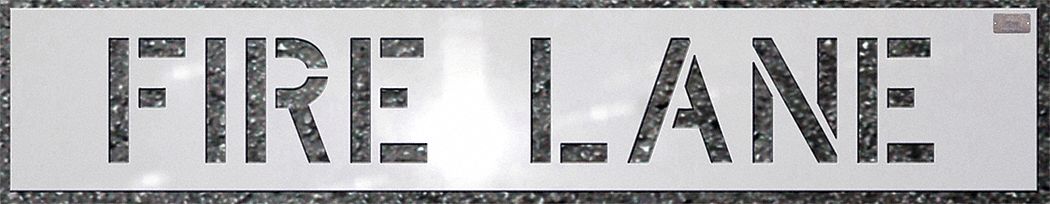 Individual Stencil: Fire Lane, 0.125 in Thick, 10 in Overall Ht, 36 in Overall Wd, Highway Gothic