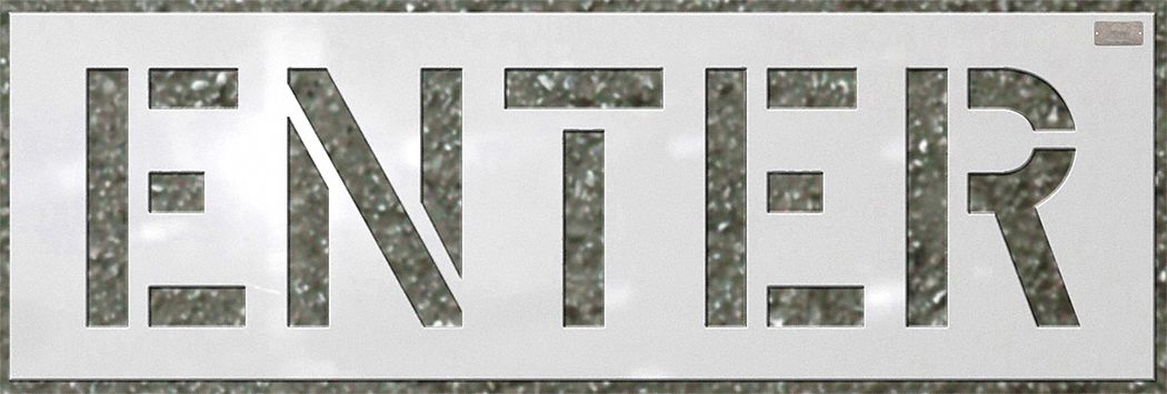 Individual Stencil: Enter, 0.125 in Thick, 12 in Overall Ht, 32 in Overall Wd, Highway Gothic, DOT