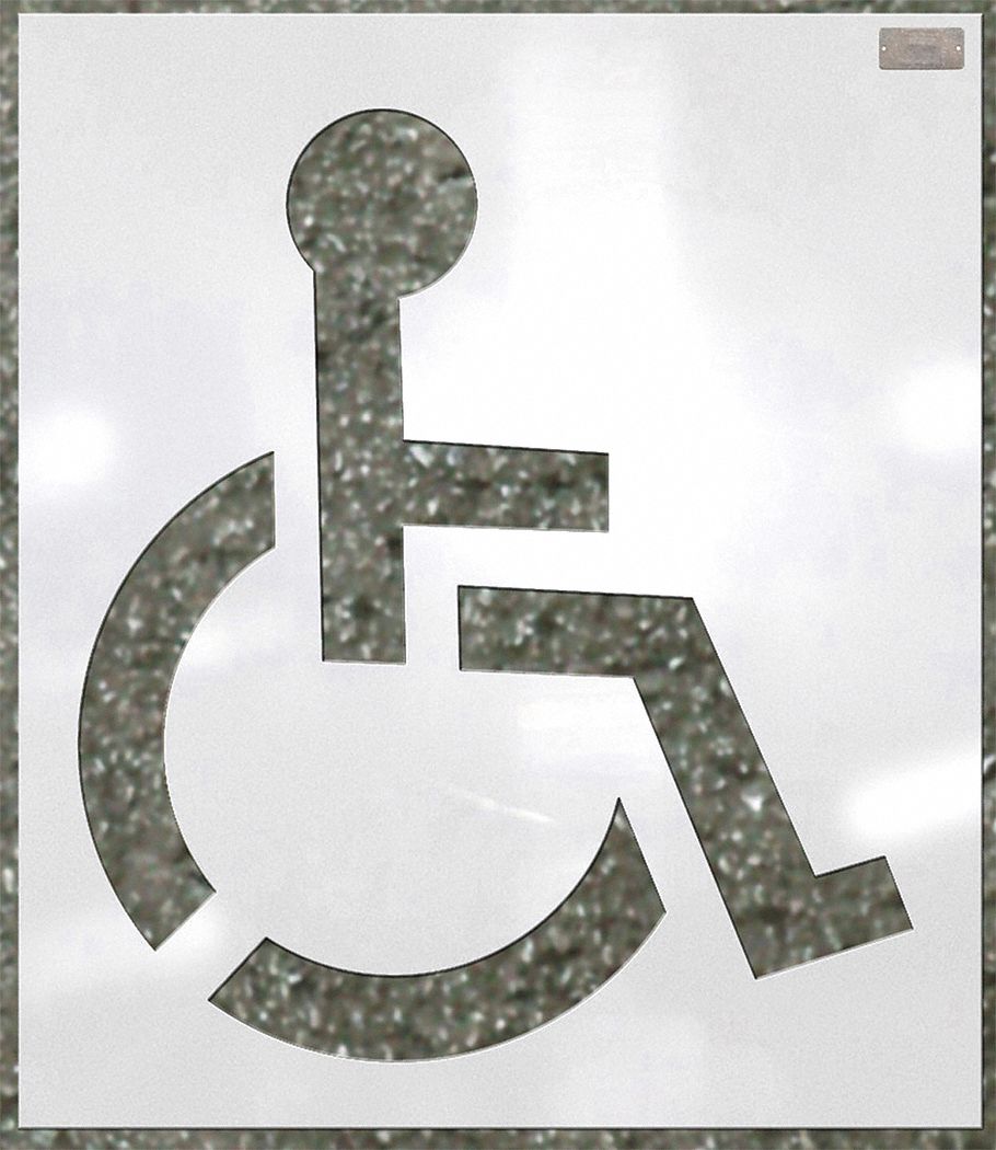 Individual Stencil: Handicap, 24 in Overall Ht, 24 in Overall Wd, 0.125 in Thick, White, DOT