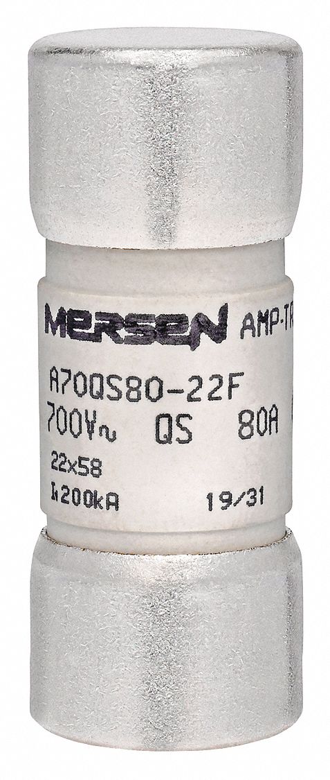 Semiconductor Fuse: A70QS Series, Fast-Acting, 80 A, 700 V AC, 700 V DC DC Volt Rating