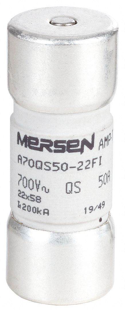 Semiconductor Fuse: A70QS Series, Fast-Acting, 50 A, 690 V AC, 700 V DC DC Volt Rating, Indicating