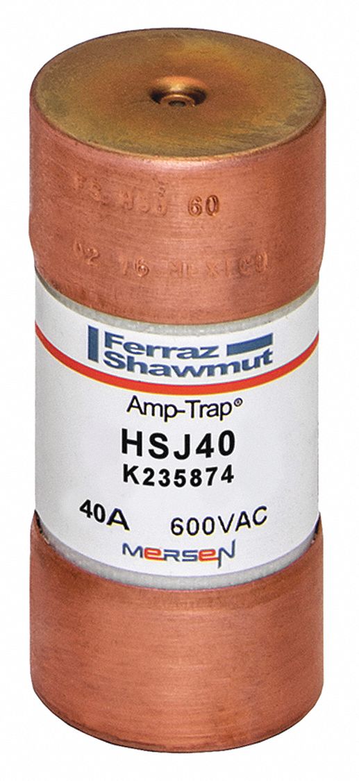Fuse: HSJ Series, Class J, Cylindrical Body, Very-Fast-Acting, 40 A, 600 V AC, 500 V DC