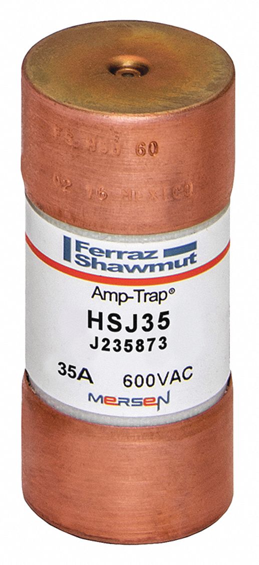Fuse: HSJ Series, Class J, Cylindrical Body, Very-Fast-Acting, 35 A, 600 V AC, 500 V DC