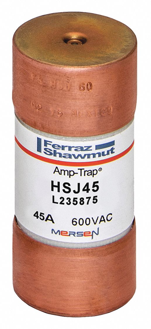Fuse: HSJ Series, Class J, Cylindrical Body, Very-Fast-Acting, 45 A, 600 V AC, 500 V DC