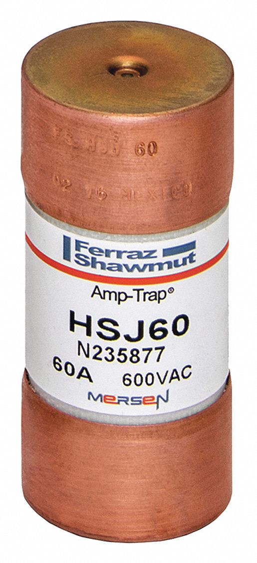 Fuse: HSJ Series, Class J, Cylindrical Body, Very-Fast-Acting, 60 A, 600 V AC, 500 V DC